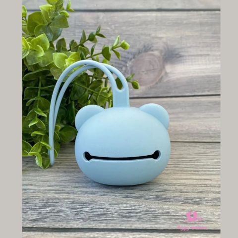 Силиконовый контейнер для соски, голубой