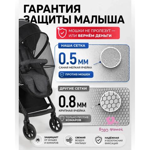 Москитная сетка на коляску с замком